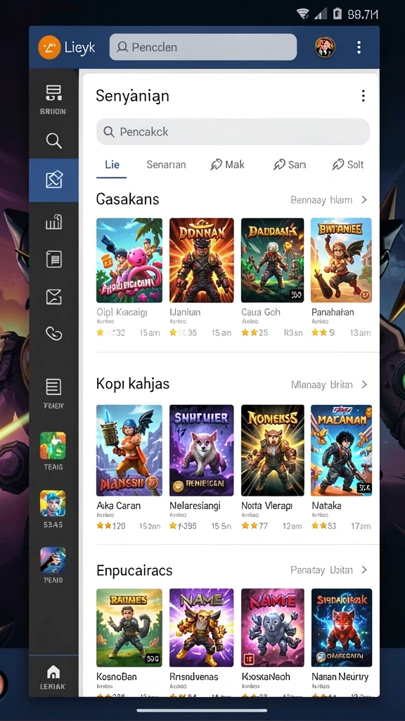 Screenshot aplikasi INDSLOT menunjukkan tampilan antarmuka yang menarik.