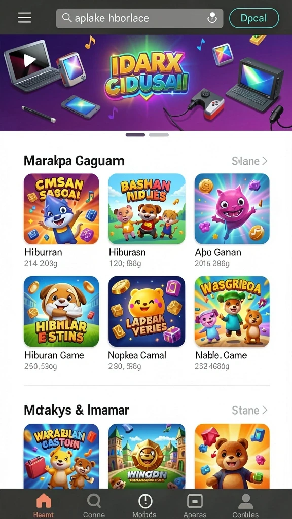 Layar menampilkan menu karakter dengan beberapa pilihan unik.