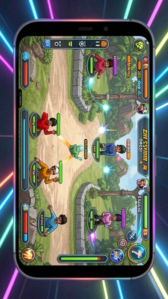 Screenshot menunjukkan aksi seru karakter dalam misi.